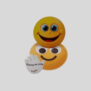 Tarjeta de felicitación con emoji de cara sonriente y sobre con mano saludando: "Me haces sonreír" / Tarjeta "Pensando en ti" / Regalo de recuerdo / Tarjeta divertida para cualquier ocasión