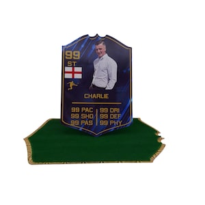 Personalised FIFA Card | EA FC Football Birthday Card | Keepsake Football Gift for Boys | Greeting Card with Matching Shaped Envelope |DBlue
