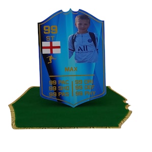 Carte FIFA personnalisée | Carte d'anniversaire de football EA FC | Cadeau souvenir de football pour garçons | de voeux avec enveloppe de forme assortie | Bleu
