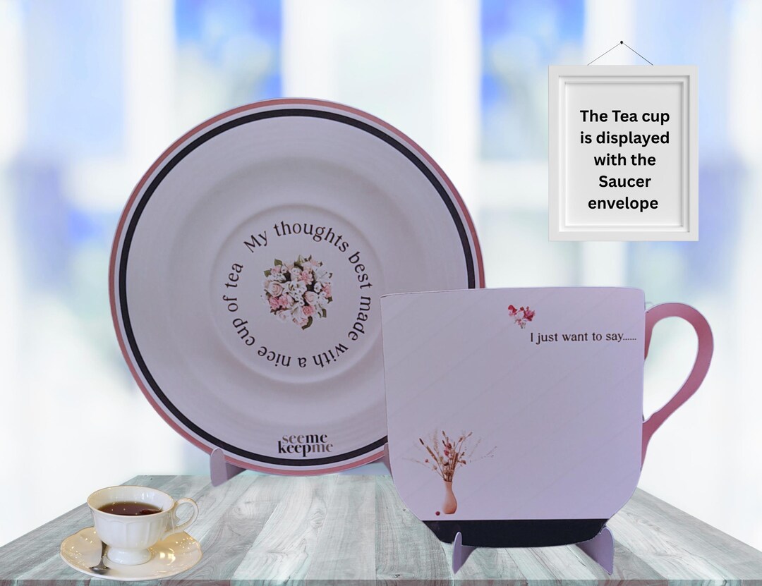 Tea Card Sentiments Greeting Card. Tea Cup and Saucer – Friendship, Love, All Sentiments - Etsy
