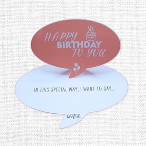Tekstballonwenskaart met bijpassende envelop – Happy Birthday-fotokaartmateriaal in 3 kleuren – Uniek, handgemaakt aandenken