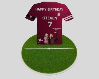 Tarjeta fotográfica personalizada de camiseta de fútbol / Recuerdo único para fanáticos