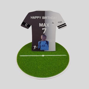 Personalised Football Shirt Gift | Photo Card | Football Birthday Card | Football Lover Gift | Dad Card | Unique Football Keepsake | Black/W
