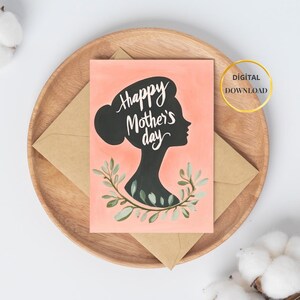 Printable Mother’s Day Card - Minimalist Silhouette Design - Mother&#39;s Day Card - Mothers Day Gift - Happy Mother&#39;s Day, Digital