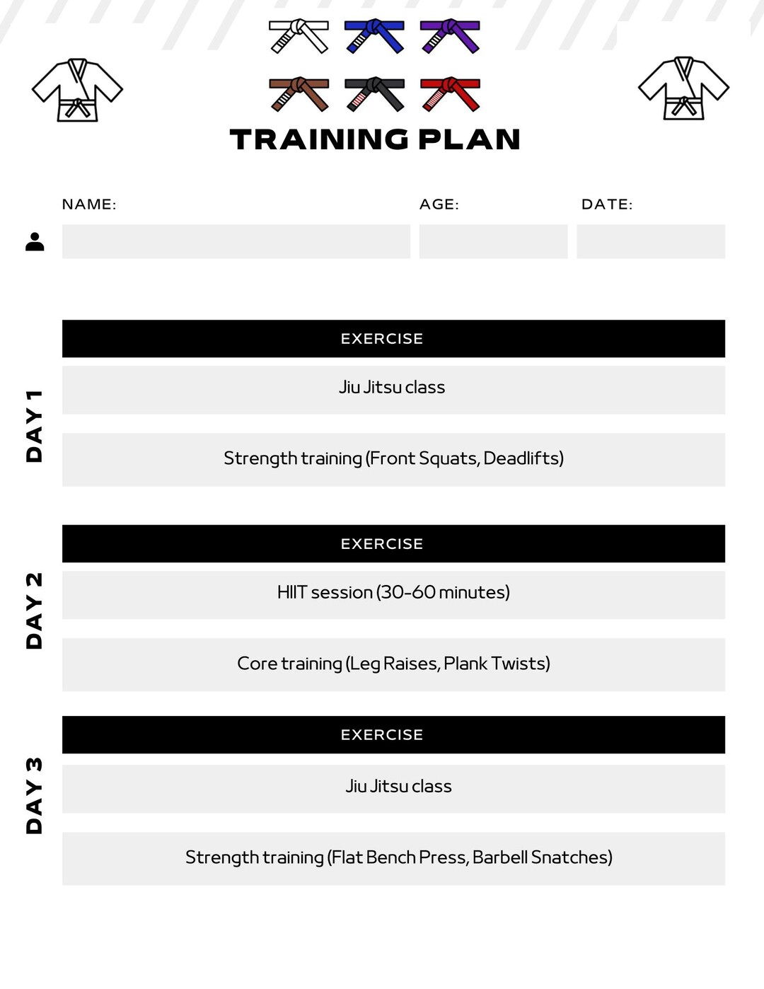 Essential BJJ Training Template - Etsy