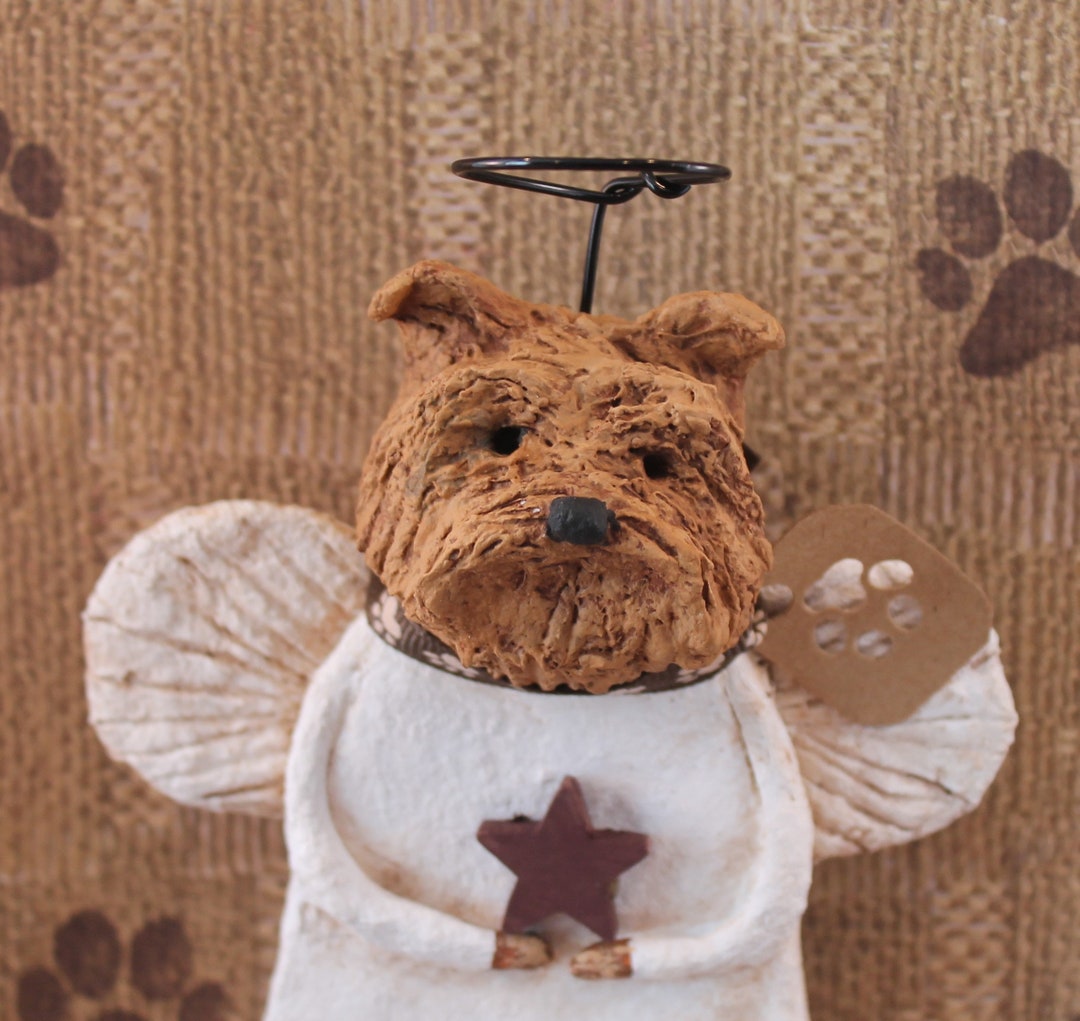 Yorkie Dog Angel, Handmade From Papier Mache, Terrier Angel, Yorkie