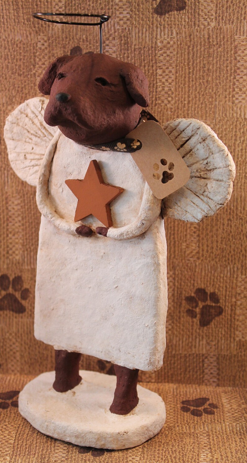 Chocolate Lab Angel hecho a mano de papel mache Lab Angel Etsy
