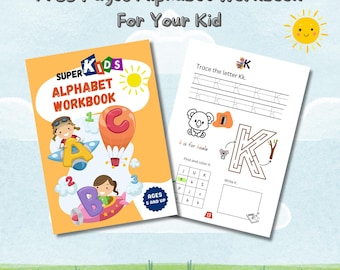 Alfabetwerkboek voor kinderen van 5 jaar en ouder | Afdrukbare 30+ pagina's voor kinderen | Werkboek Educatieve Activiteiten van SuperKids
