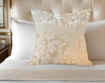 Romantic Ivory decorative damask luxury handmade pillow cover. Bed or sofa pillow. Housewarming or wedding gift Romancecore pillow cover