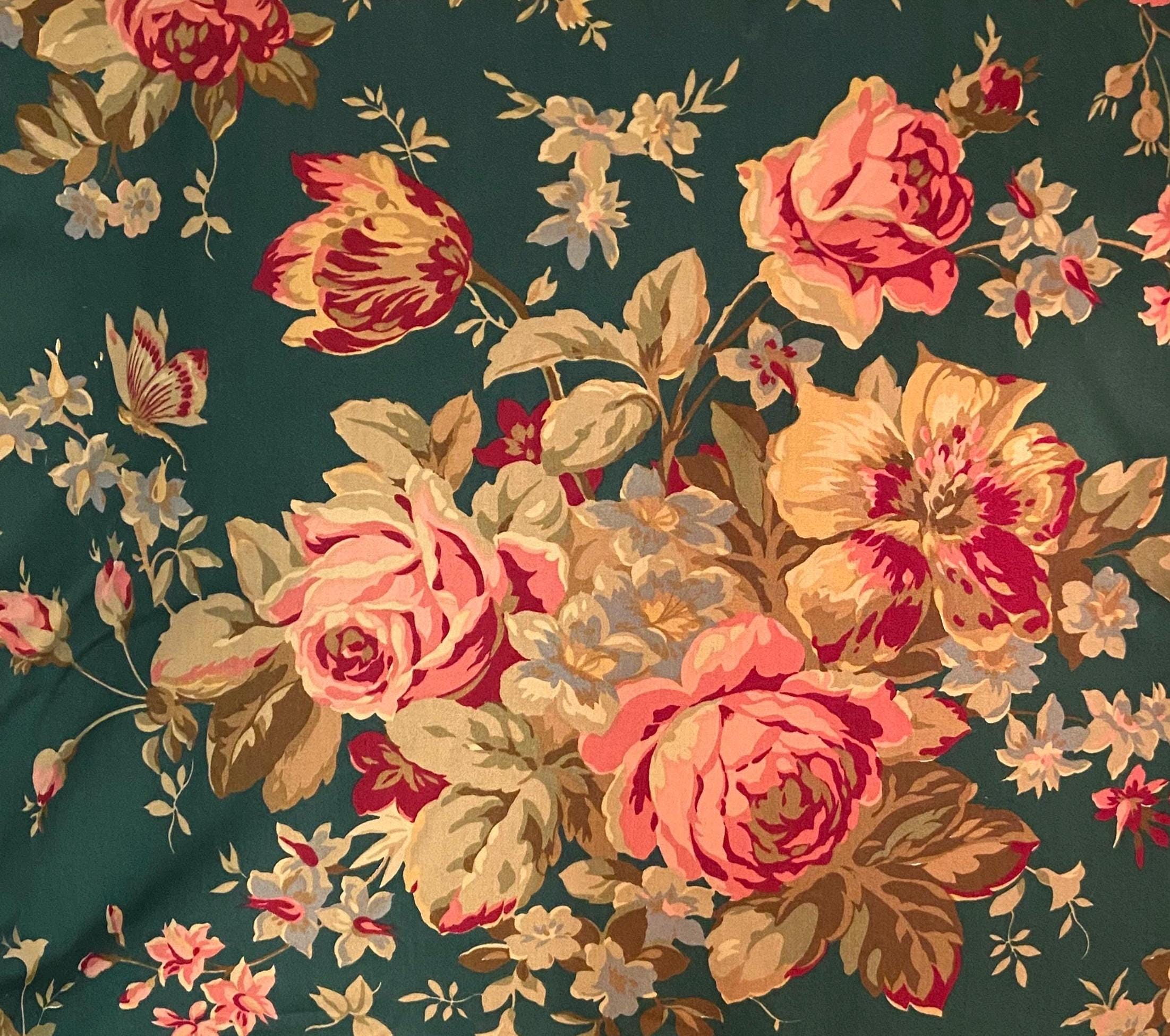 Ralph Lauren Vintage Home Decor Fabric Adirondack Floral Cabbage