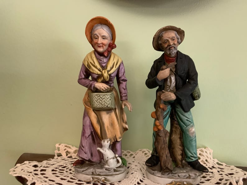 Set of Two Old Man and Old Woman figurines from Homco | Etsy