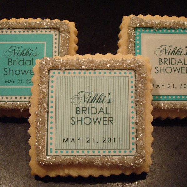 Personalized Wedding Favor Shortbread Cookie Shower Favor Robins Egg Tiffany Blue