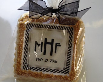 custom wedding cookie favors art deco great gatsby black ecru-- 1 dozen
