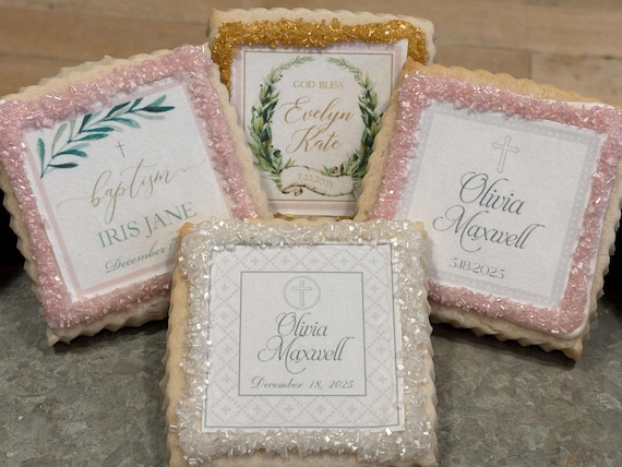 Baby Baptism First Communion Shortbread Cookie Favors--1 Dozen