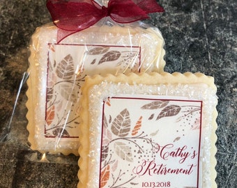 Retirement custom cookie favors modern autumn-- 1 dozen