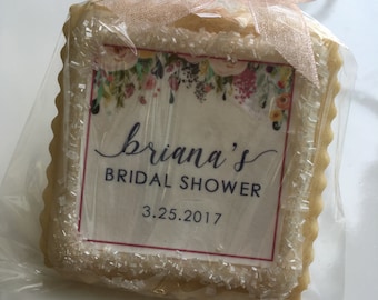 Bridal Shower custom cookie favors spring floral-- 1 dozen