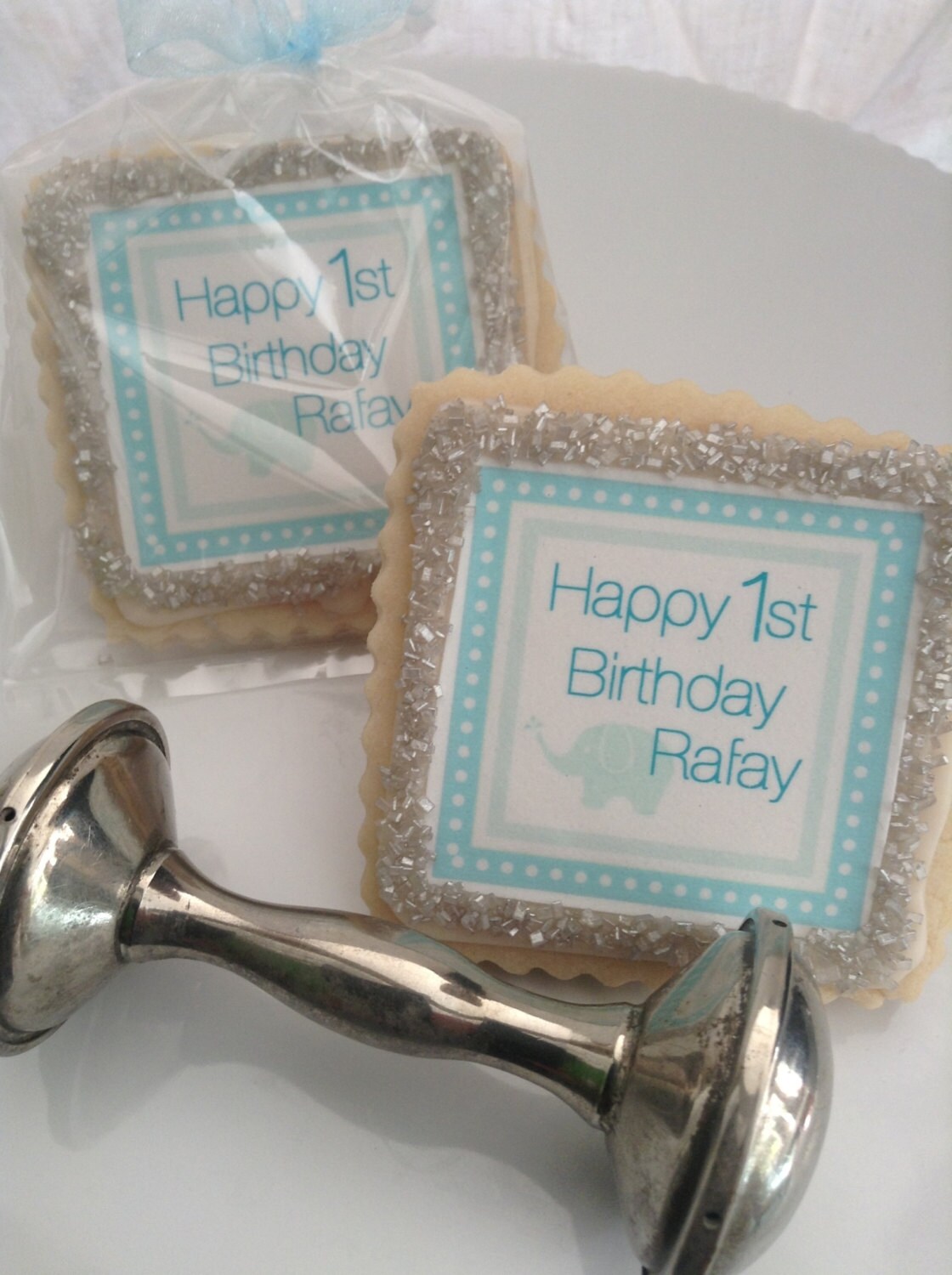 Birthday baby boy custom cookie party favors 1 dozen Etsy