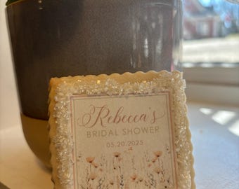 Bridal Shower custom cookie favors wild flowers-- 1 dozen
