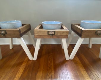 Farmhouse Style/Elevated Dog Feeder/Dog Stand/Dog Bowl/Three Bowl Dog Feeder