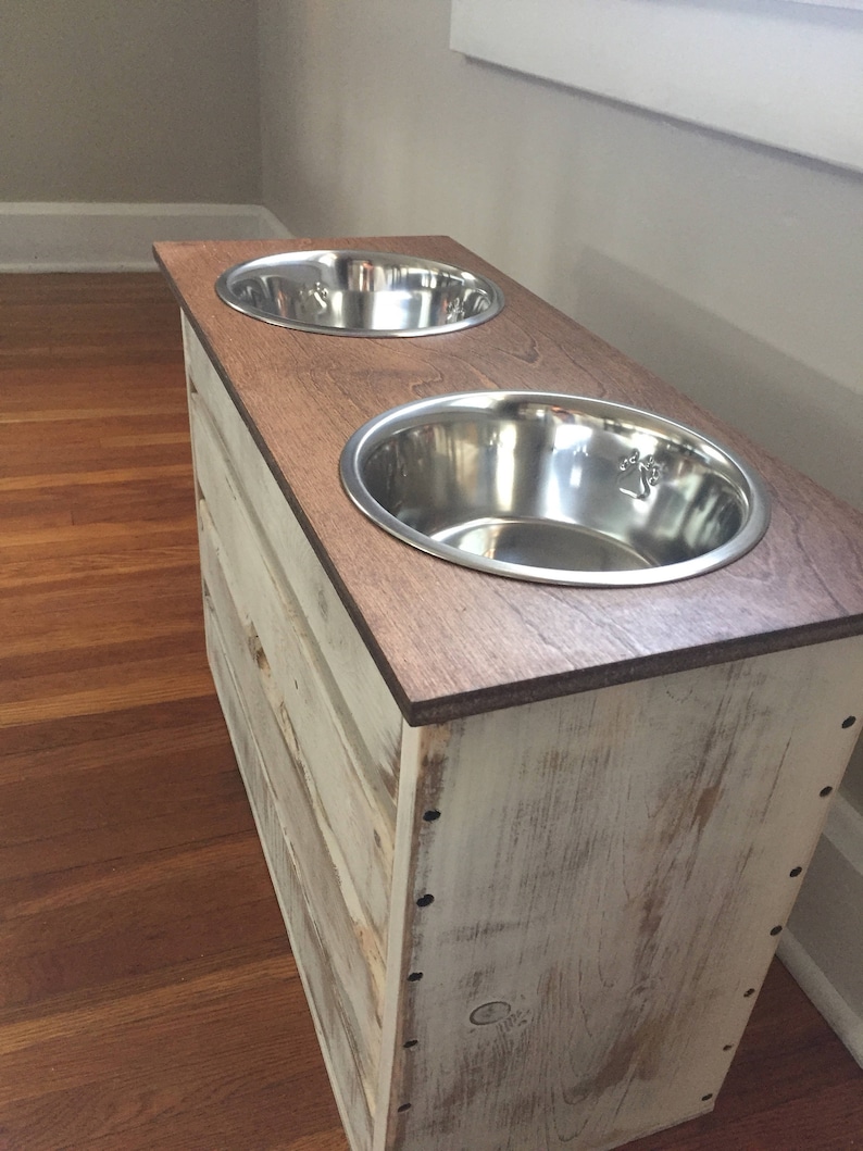 Extra Large Dog Feeder With Storage/elevated Stand/white Etsy