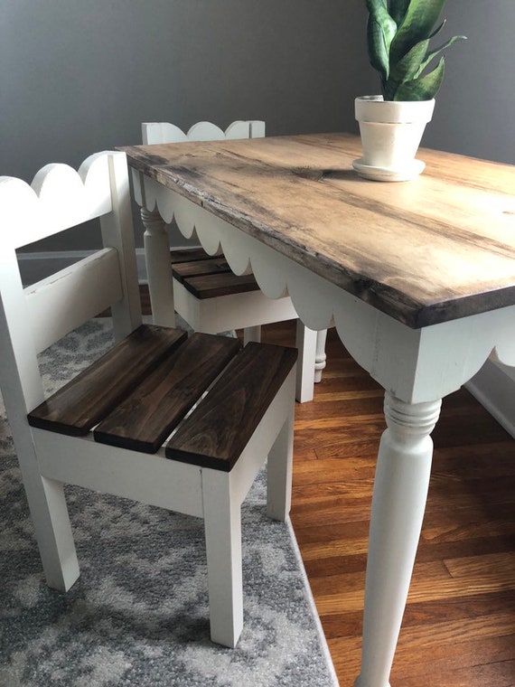 Children s Scalloped Farmhouse Table chairs Sold Seperately Etsy