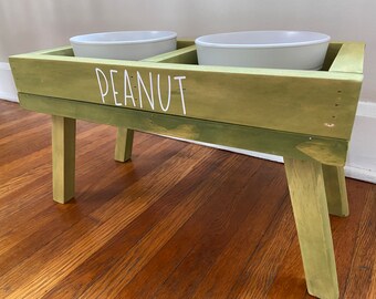 Medium/Large Elevated Feeder/Raised Dog Bowl/Personalized Dog Dish
