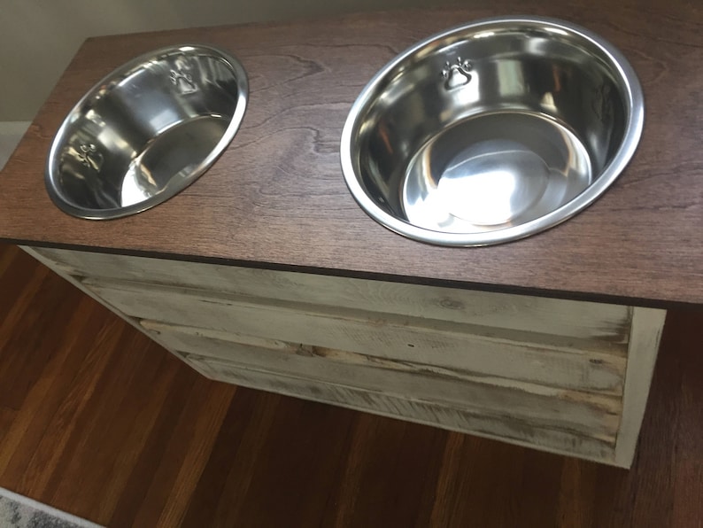 Extra Large Dog Feeder With Storage/elevated Stand/white Etsy