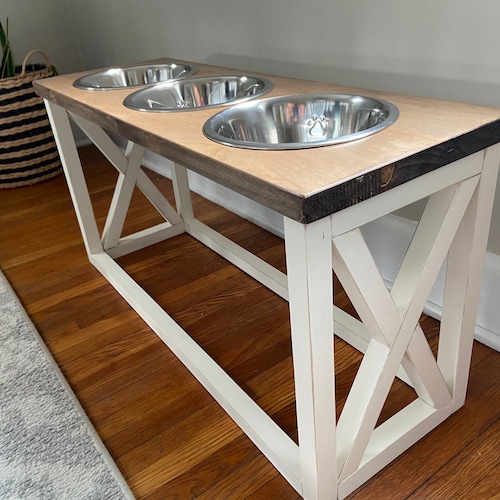 Two Dog Feeder/three Dog Bowl/elevated Feeding Stand/small to Etsy
