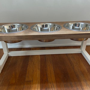 Two Dog Feeder/Three Dog Bowl/Elevated Feeding Stand/Small to Medium Dog **Basket not included**