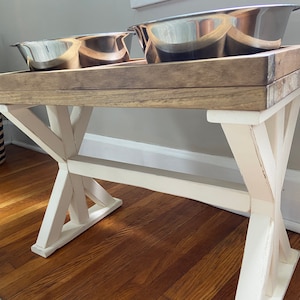 X-Style Farmhouse Elevated Dog Feeder Extra Large 2 Bowl Feeder/Dog Stand/Dog Bowl