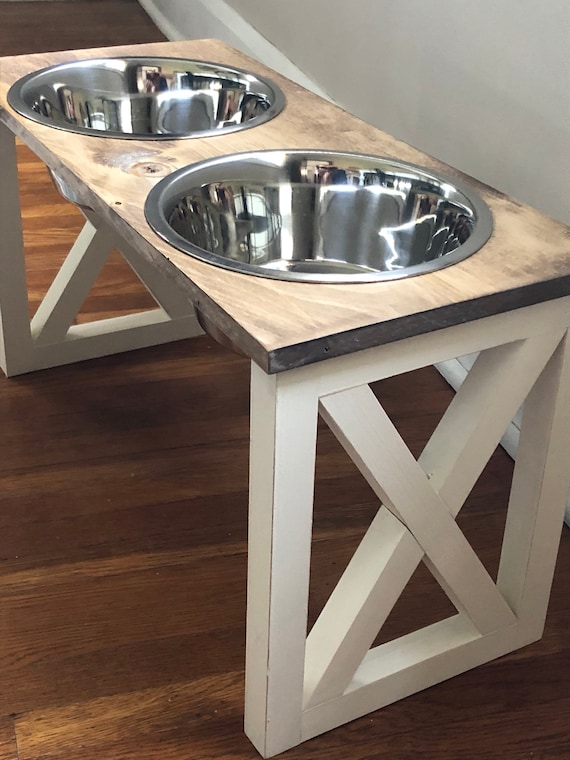 Large Elevated Pet Dog Stand Feeder Waterer Farmhouse Etsy