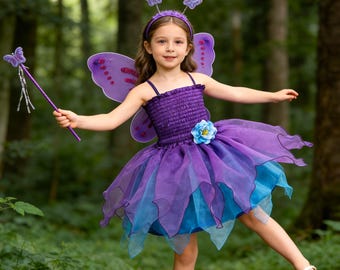 Fairy Princess Costume for Girls, Butterfly Tutu Costume Set, Birthday Party Outfit
