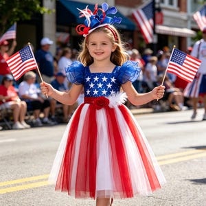 fancy dress red white and blue Red White Blue Pageant Dress