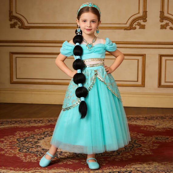 princess jasmine birthday dress inspired for Girls, Aladdin Costume, Heirloom Party Pageant Gown, Accessories Aladdin costume for