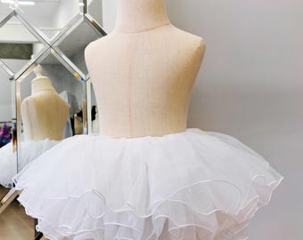 Handmade White Tulle Ballet Tutu Skirt – Fluffy Dance Petticoat for Girls