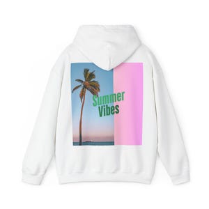 Summer Vibes Hooded Sweatshirt, Unisex Pullover, Casual Outdoor Wear, Beach Day Outfit, Travel Apparel, Gift for Summer Lovers