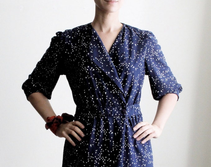 PLUS Navy Vintage Dress Triangle Reflection main image 0