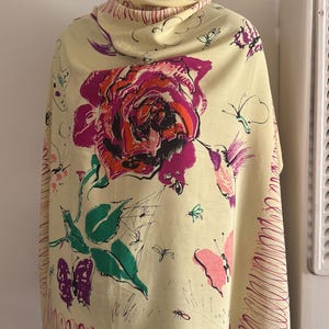Vintage 1940s Rene Bouet-Willaumez Rose Art Scarf - Eisenberg Originals