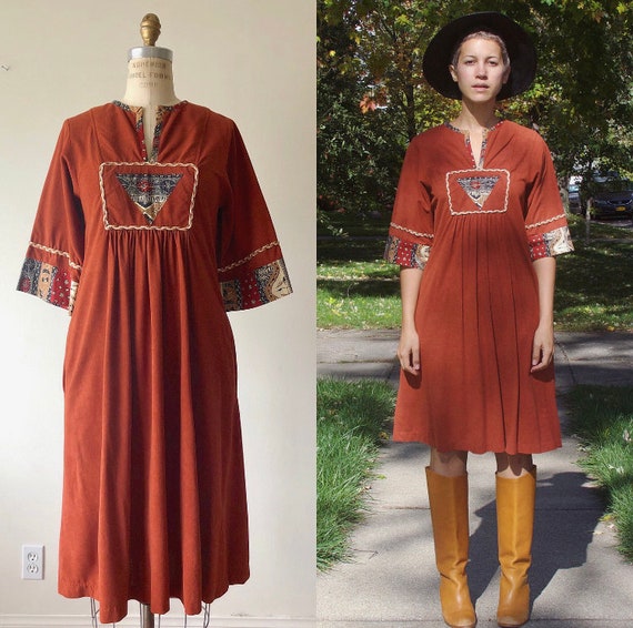 rust smock dress