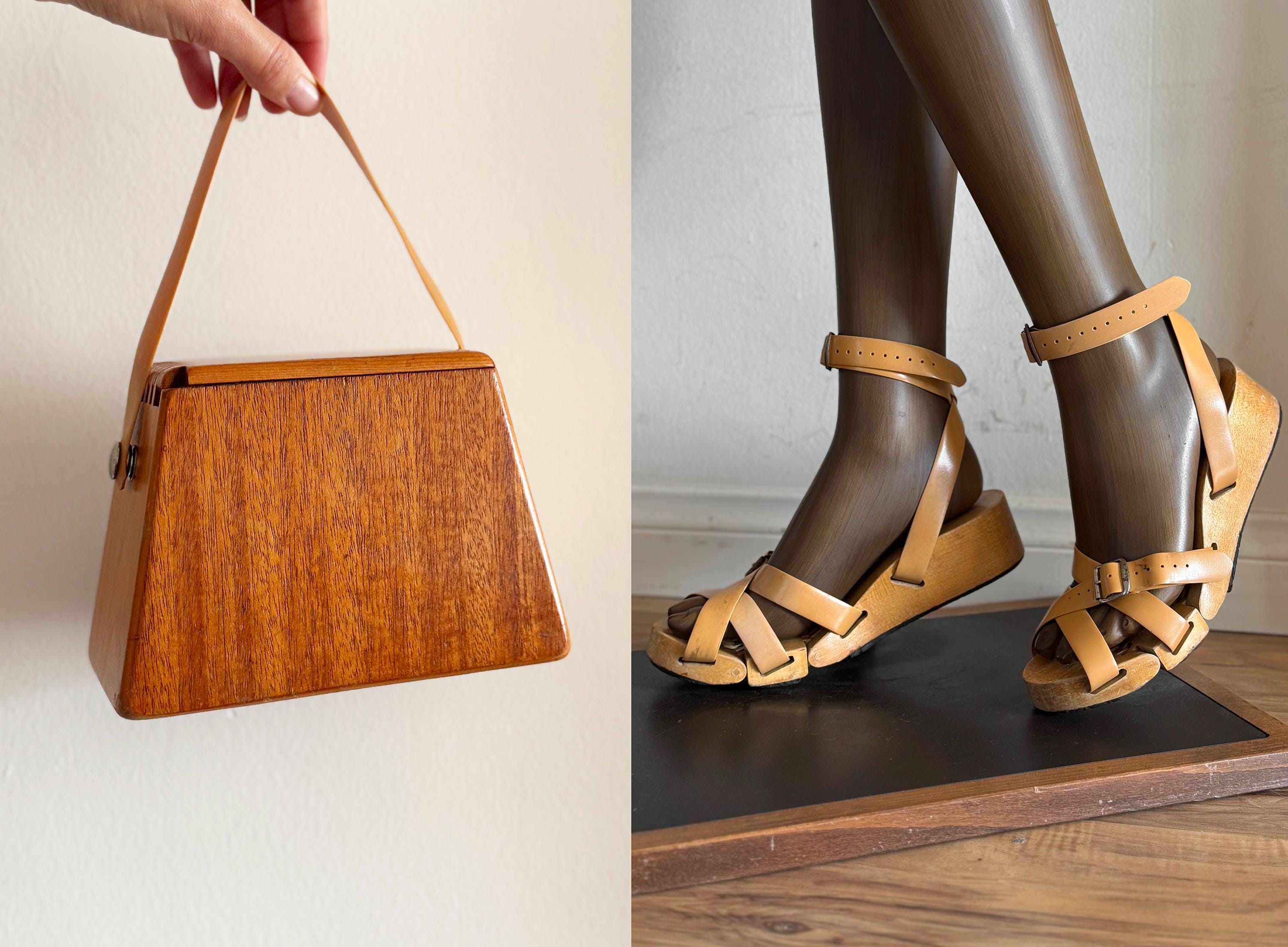 Vintage 1950s Flexiclogs Sandals & Wooden Purse Set, Size 8 - Etsy