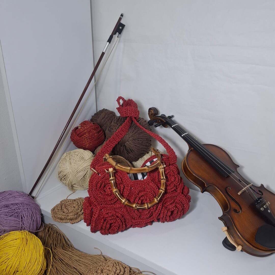 Red Paper String Bag With Bamboo Handles - Etsy Canada