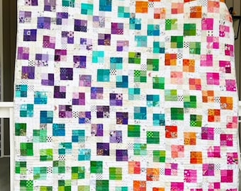 Patrón de colcha con esquinas de patchwork - PDF