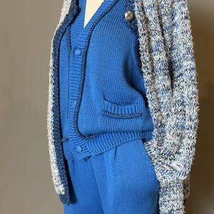 Blue Vest Waistcoat, Blue Sweater Vest, Knit buttoned Vest, Cotton elegant Vest