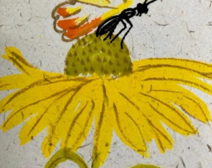 Single cards.  Hand painted flower or bamboo on natural Chinese mulberry paper.  *not prints. Specify your choice.