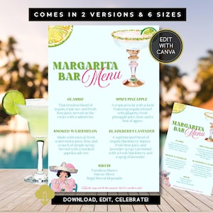 Modèle de toile de menu de margarita de partie de tacos et de tequila de TÉLÉCHARGEMENT instantané, partie de tequila, signe de boisson de thème de fiesta, menu imprimable de bar, TACO1