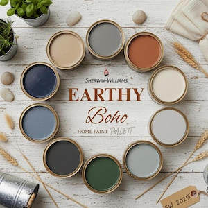Przewodnik po paletach farb Earthy Boho – Sherwin-Williams Colors (wersja cyfrowa do pobrania)