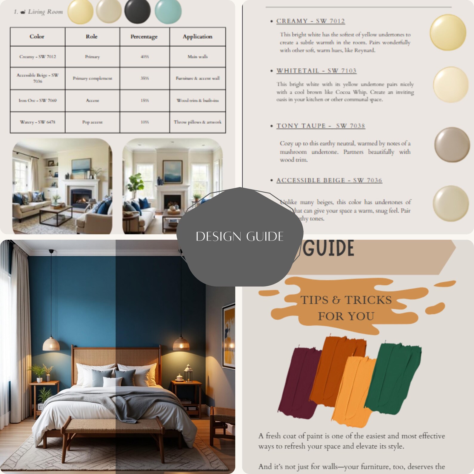 French Farmhouse Home Paint Palette - Rustic Chic Colors for Interior ...