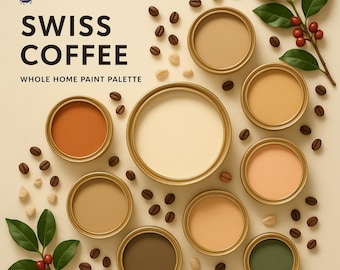 Paleta farb Swiss Coffee Sherwin-Williams | 8 ciepłych, neutralnych kolorów do całego domu | Natychmiastowe pobranie cyfrowe