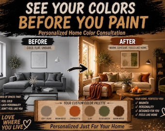 Personalized Home Color Consultation | Interior Paint Color Palette | Custom Room Color Design | Cozy Paint Colors for Your Home