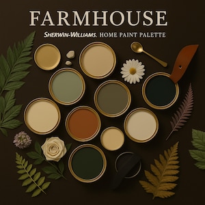 Sherwin-Williams 2025 Farmhouse Paint Palette – Trending Whole House Color Scheme with Cozy Cottage Aesthetic